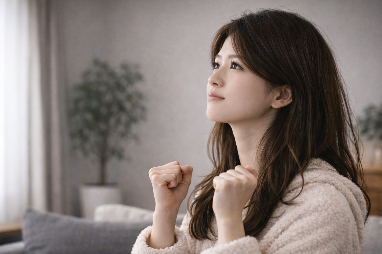 頑張ろうとしてる女性